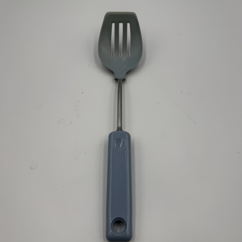 Vintage EKCO Slotted Turner Spatula Blue Handle USA Kitchen Utensil